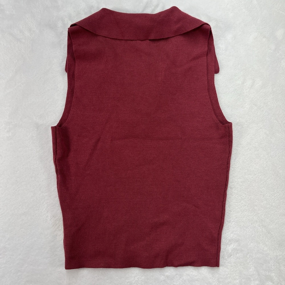 A New Day Sleeveless VNeck Womens Small Collared Dark Red Casual Summer NEW - Picture 6 of 6